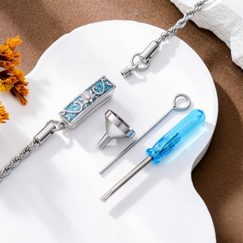 YYB Urn Bracelet for Ashes Hummingbird/Dragonfly/Butterfly/Sunflower Turquoise Locket Bracelet Cremation Memorial Jewelry Mothers Day Gifts for Women - color: Lotus