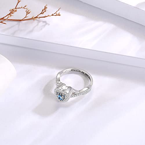 Sariel Teardrop Cremation Ring for Ashes - 925 Sterling Silver Urn Keepake Rings Memorial Jewelry for Women - color: Heart (Blue)