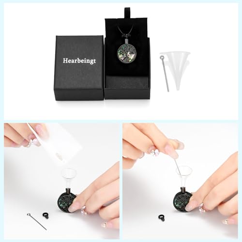Hearbeingt Tree of Life Urn Necklaces for Ashes Circle Cremation Jewelry - color: B-Black