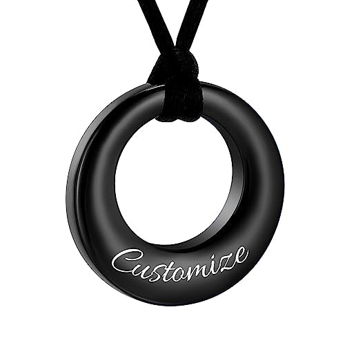 Hearbeingt Cremation Jewelry Urn Necklace for Ashes for Women Men, Circle of Life Eternity Memorial Pendant Ash Jewelry - color: Customize