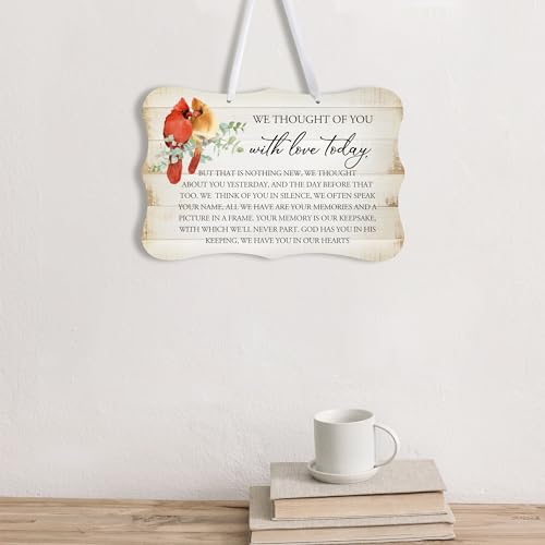 LifeSong Milestones Memorial Wall Hanging Signs Bereavement Keepsake Condolence Funeral Gift For Loss of Loved One 8x12 (We Thought Of You With (White)) - color: We Thought Of You With (White)