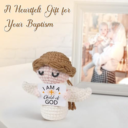 Baptism Gifts for Girl,Boy,Baby - I Am a Child of God Crochet Angel Doll- Religious Christian Gifts for Women,Men,Kids, Confirmation Gift for Teen Girls, First Communion Gift - style: Baptism Gifts