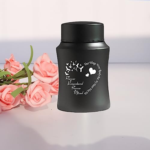 4.5 Inches Small Urn for Human Ashes Small Keepsake Urn Heart Pattern Memorial Ashes ContainerStainless Steel Mini Cremation Urn - size: Heart-Black