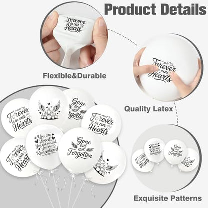 36 PCS Peace Funeral Memorial Balloons Remembrance Balloons Release in Sky | Celebration of Life Favors White Pigeon Balloon Ceremonies Anniversary Wedding Party Decoration Supplies in Heaven for Death
