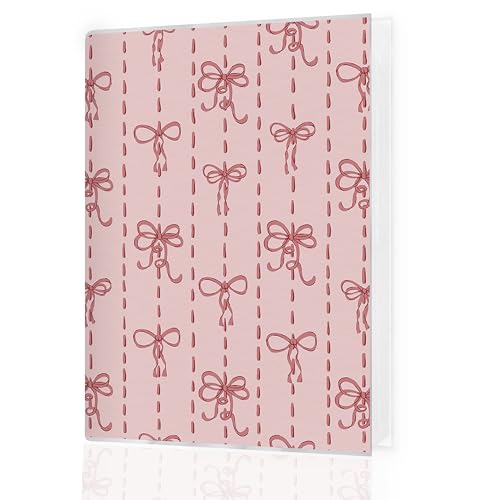 Pink Ribbon Bow Photo Album 4x6 Hold 36 Photos, Coquette Pink Bow Striped Aesthetic Small Photo Album Picture Memory Book Keepsake for Family Graduation Wedding Anniversary Travel Vacation - color: Pink Bow 5