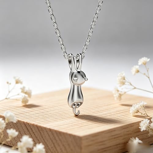 Black Cat Animal Urn Necklace for Ashes Keepsake Memorial Cremation Pendant Jewelry - style: Silver Cat