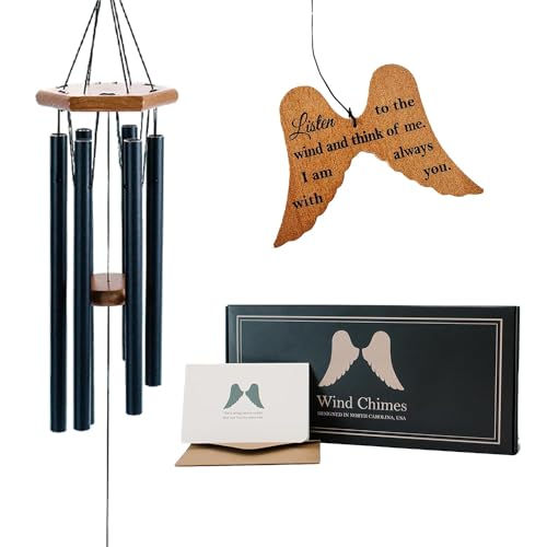 Memorial Wind Chimes for Loss of Loved One, 30" Angel Wing Windchimes Sympathy Gifts for Loss of Loved one, Sympathy Wind Chimes Memorial Gifts for Loss of Mother Father Funeral Gifts Condolence.