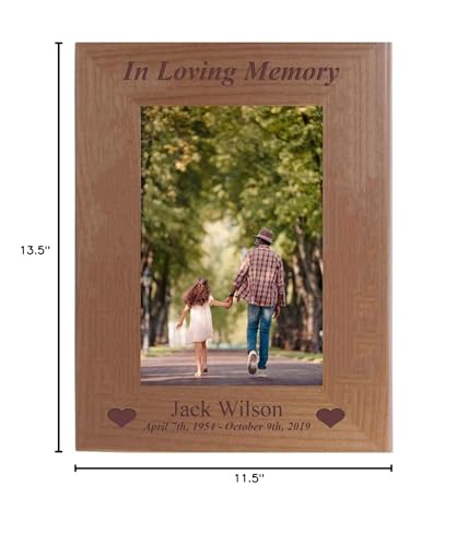 CustomGiftsNow In Loving Memory Memorial - Engraved Alder Wood Picture Frame - Add Name and Dates (8x10 Vertical) - size: 8x10 Vertical