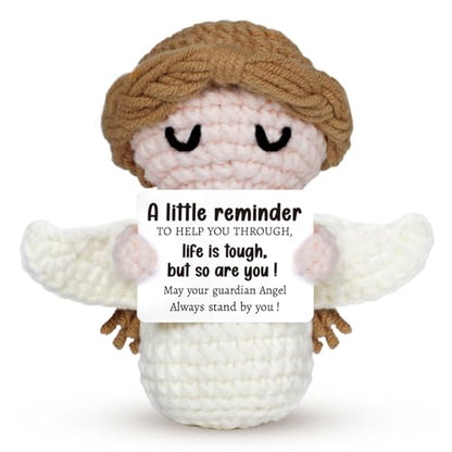 Handmade Positive Crochet Angel - Life is Tough But So are You - Birthday Gifts, Get Well Gifts for Women Men Kids Bestie, Inspirational Gift for Friends Student, Coworker - style: Get Well Gifts