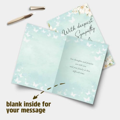 Sympathy Card with Printed Message Inside, Condolence Card for Loss of Loved One, Heartfelt Thinking of You Cards, Bereavement Gift for Family Friend Coworker - color: Deepest Sympathy