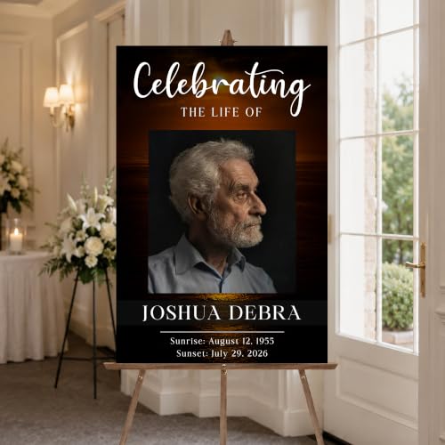 FUNERAL WELCOME SIGN l Celebration of Life | Memorial Service Sign | Collage Memorial Sign | Forever in our Hearts | Funeral Decor Idea - color: #Version 19