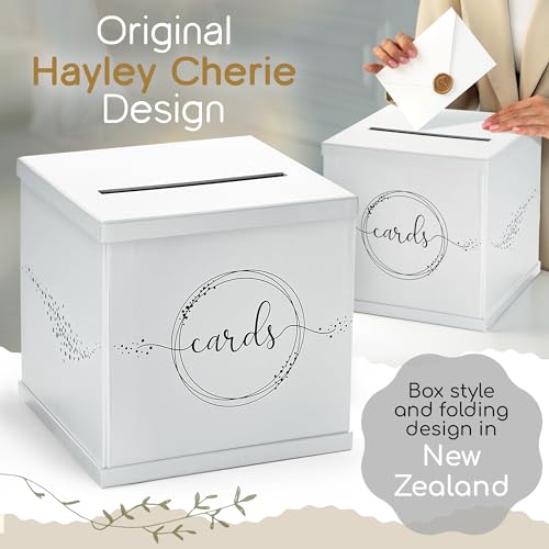 White Wedding Card Box, Large 10x10 Gift Card Box Envelope Holder with Slot | Graduation Party, Birthday, Funeral Reception, Baby & Bridal Shower, Sweet 16, Quinceanera, Retirement, Baptism, Money Basket