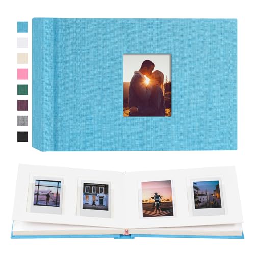 Instax Mini Photo Album with Writing Space, 56 Pockets, Blue | Compatible with 2x3 inch & Polaroid Pictures, Recessed Clear Pockets, Wedding Guest Book and Family Memories - color: Blue, size: 52 Pockets