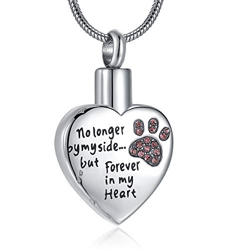 Cremation Jewelry for Ashes for Dog Cat Waterproof Pet Memorial Urn Pendant Necklace for Ashes - color: Light Pink