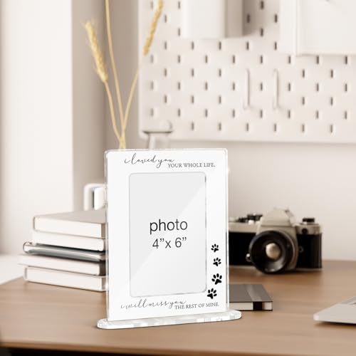 Memorial Pet Loss Picture Frame, Sympathy Bereavement Gifts for Loss of Cat Dog, in Memory of Pet Dog Cat Acrylic Picture Frames 4 x 6 Inch Photo - color: Bereavement Loss Pet