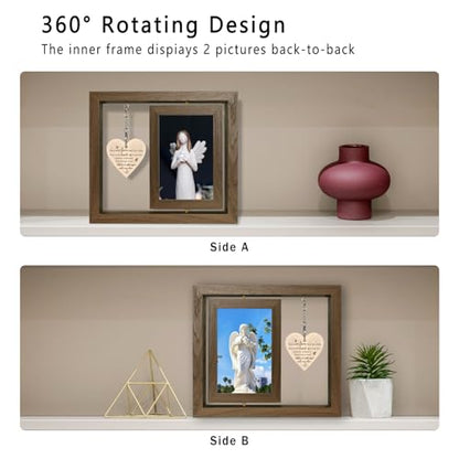 EYITUPC Rotating Memorial Wood Picture Frame Loss Loved One Sympathy Gift - color: Those we love don't go away