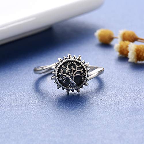 925 Sterling Silver Urn Necklace Ring Bracelet For Ashes Sunshine Cremation Keepsake Pendant Family Tree of Life Ashes Necklace Jewelry Locket Memorial Always in My Heart Memory Necklace Gift - style: Ring