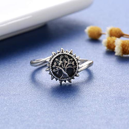 925 Sterling Silver Urn Necklace Ring Bracelet For Ashes Sunshine Cremation Keepsake Pendant Family Tree of Life Ashes Necklace Jewelry Locket Memorial Always in My Heart Memory Necklace Gift - style: Ring