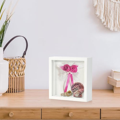 TJ.MOREE Small Shadow Box Frame 5 x 5 Display Case Wooden Picture Frame - color: White, size: 5x5