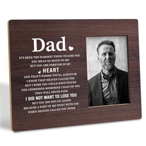 Dad Memorial Photo Frame, Dad In Memory Photo Frame Decor, Sympathy Gift for Loss of Dads, Wood Picture Frames for Tabletop Display - color: Dad Memorial
