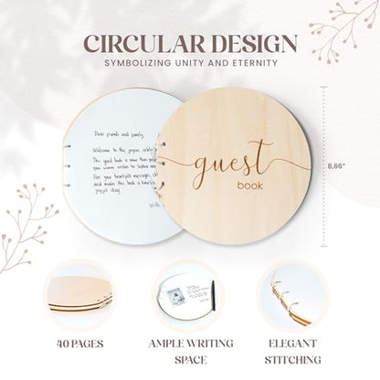 Mikito Elegant Wedding Guest Book – Ideal Baby Shower Guest Book, Memorable for Birthdays & Graduations – Classic Guestbook for Wedding Celebrations - Polaroid Guest Book - style: Classic Guestbook