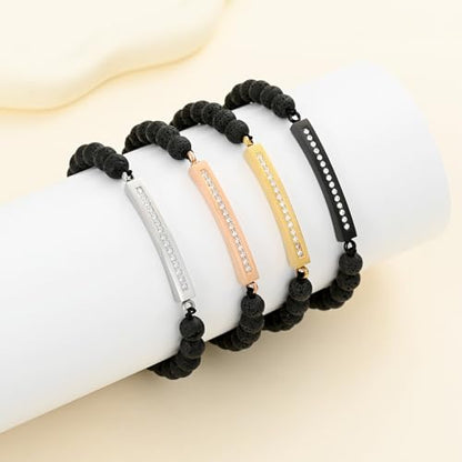 Oinsi Lava Rock Bracelet With Tube Memorial Urn Jewelry For Ashes Of Loved Ones Keepsake Cremation Bracelet Women Men Adjustable Length - color: Silver (Crystal Cube)