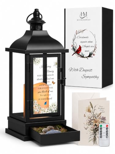 Memorial Lantern with Storage Drawer, Sympathy Gift for Loss of Loved One, Funeral Bereavement Gift for Mom Dad - color: When Tomorrow/Black