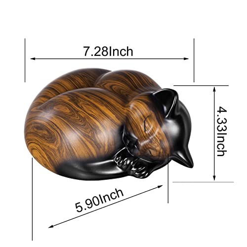 Pet Urns,Sleeping Resin Cremation Cat Urn, Cat Urns for Ashes, Small Animal Urn （Brown）… - color: Brown
