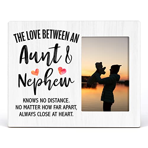 Zauly Aunt Wooden Picture Frame Gift from Nephew | Love Between Aunt & Nephew Knows No Dsitance Wood Photo Frame Gifts, Tabletop & Wall Mounting, 4X6 Inch Photo - color: Aunt