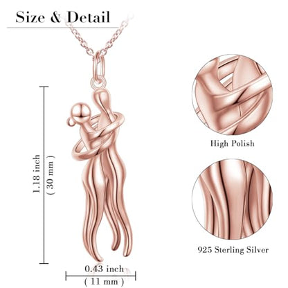 FLYOW S925 Sterling Silver Best Friend Couple Pendant Friendship Sun Moon Lotus Yin Yang Matching Bff Necklace for Women Jewelry - style: Entire rose gold