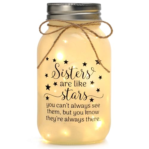 Birthday Gifts for Sister from Sisters - 30 oz Large Mason Jar Night Light | Meaningful Sister Gifts, Unique Sisters Birthday Gift for Women, Christmas Sister Gift from Brother - color: sister