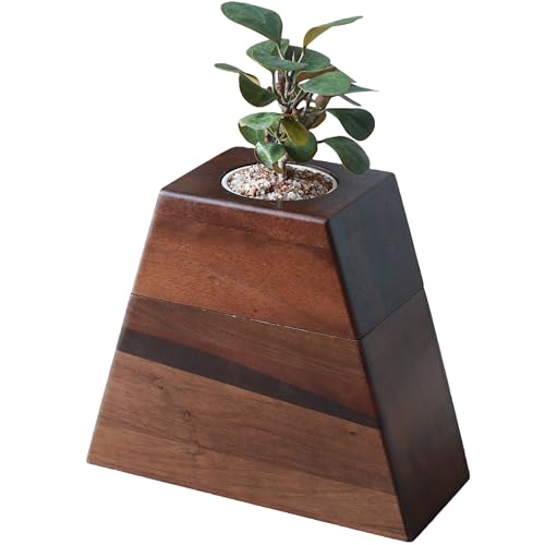 Walnut Wooden Urn for Adult Human Ashes with Removable Planter Lid | Handcrafted Plant Urn for Loved Ones and Beloved Pets, Cremation Wooden Urn by Miaowooy