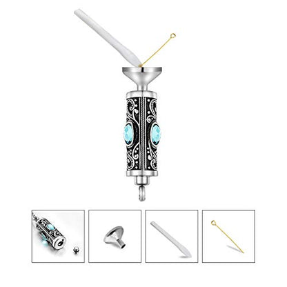 XIUDA Crystal Cremation Urn Necklace for Ashes Keepsake Stainless Steel Memorial Pendant with Flower - color: Water Blue