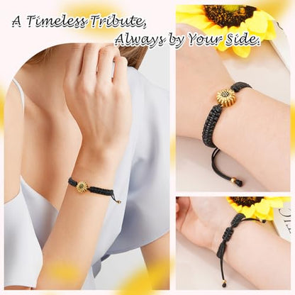 abooxiu Urn Bracelet for Ashes Sunflower Cremation Jewerlry Ashes Bracelet Memorial Cremation Bracelets Urn Jewelry for Ashes of Loved Ones Adjustable Braided Rope for Women - style: Non-Customized