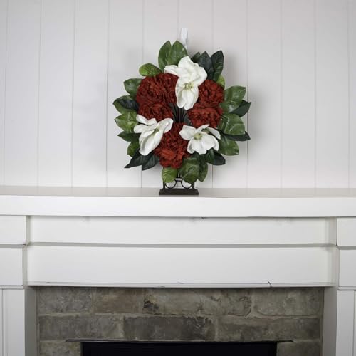 Fireplace Mantel Wreath Hanger, Adjustable Height Christmas Wreath Stand | Elegant Telescoping Artificial Wreath Hook, Padded, Durable Cast Iron