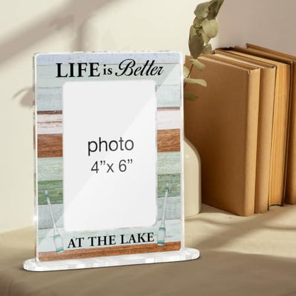 Lake House Gifts Picture Frame Life Is Better at the Lake Acrylic Picture Frames 4 x 6 Inch Photo - color: T-at the Lake