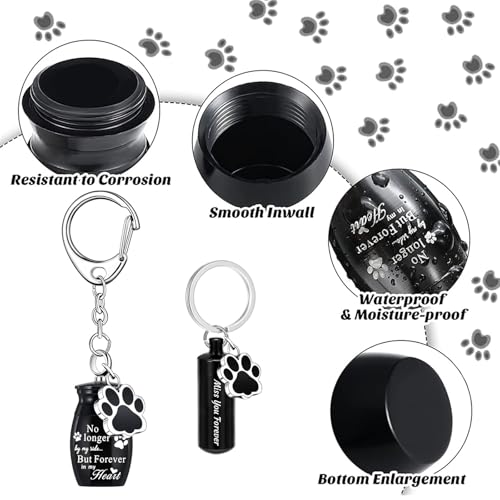 8Pcs Pet Ashes Keepsake Keychain for Dog Pet Ashes Urn Keychain Memorial Cylinder Cat Cremation Jewelry Paw Print Urn Necklace for Ashes (Silver) - color: Silver