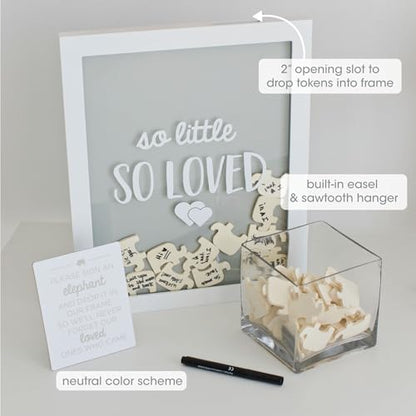 Pearhead So Little So Loved Wooden Elephant Guestbook Frame, 65 Tokens - style: Elephant Guest Book Frame