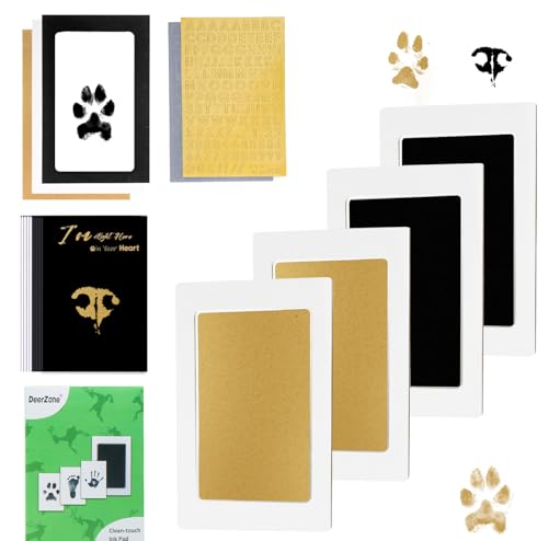 DeerZone Inkless Paw Print Kit,Dog Paw Print Kit,Dog Nose Print Kit - color: Gold/Black, size: Small-Medium 4 Pack