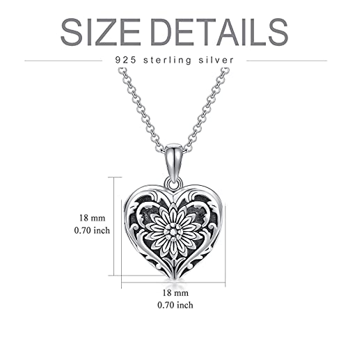 SOULMEET Sunflower/Rose/Daisy Heart Locket Necklace That Holds Pictures Keep Someone Near to You Sterling Silver/Gold Personalized Photo Locket Gift - style: B-Sunflower locket+photo