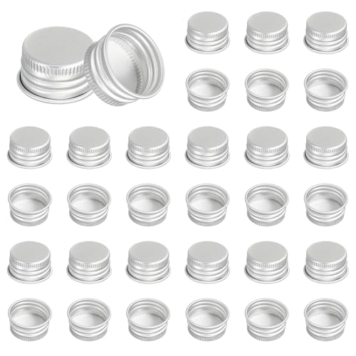 PATIKIL 22mm Metal Round Screw Lids, 36 Pcs Aluminum Mason Jar Lids Screw Top Caps for Lab Home Storage Jars Gallon Jugs Glass Snack Containers Liquid Storage, Silver Tone - size: 22mm