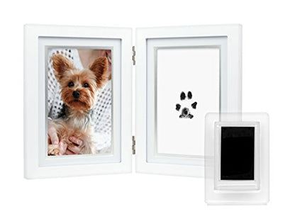 Pearhead Pet Pawprints Desk Picture Frame, Pet Memorial Keepsake, White Photo Frame For Pet, Imprint Kit - color: Pawprints White Tabletop Picture Frame