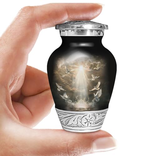 Doves Urn for Human Ashes | Keepsake Handcrafted Funeral Memorial | Decorative Cremation Urn for Women and Men - color: Doves, size: Small