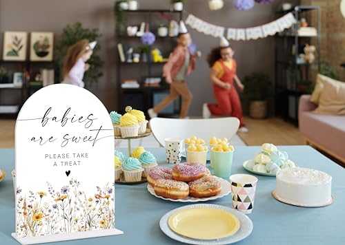 Acrylic Table Signs, Boho Floral Babies are Sweet Please Take a Treat Sign, Baby Shower Table Centerpieces, Supplies for Gender Reveal Party and Newborn Announcement Reception and Event Party, 34 - color: Babies are Sweet Sign, 34