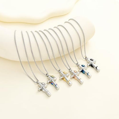 Oinsi Cross Urn Necklace for Ashes for Men Women Cremation Jewelry Cat Memorial Pendant Ashes Keepsake Human Pet Ashes Holder - color: Customized