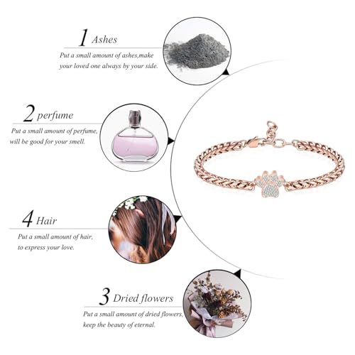 zeqingjw Urn Bracelet for Pets Ashes Pet Cremation Jewelry Stainless Steel Paw Print Pet Memorial Bracelet Pet/Dog's/Cat's Ashes Keepsake for Women Men - color: Rose Gold