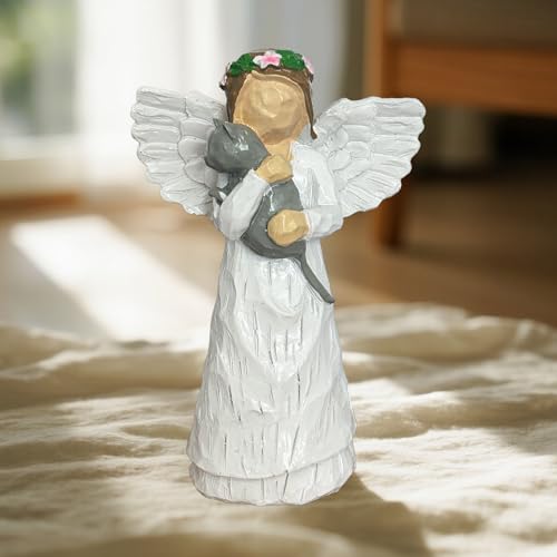 Memorial Gifts for Loss of Cat，Pet Sympathy Remembrance Gifts for Pet Mom and Lovers，Resin Angel Figurine Statues for Garden