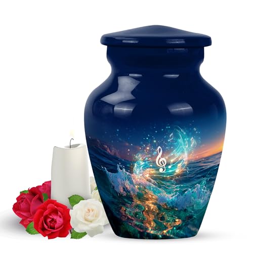 Yatskia Blue Music Mini Funeral Keepsake Urns for Human Ashes Adult Men and Women, Little Memorial Burial Urn for Ashes Adult Male, (Classic Pack of 1, 3 Inch) - color: #5 Music, size: 3 Inch Pack of 1