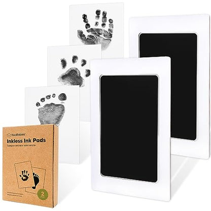 2pk Inkless Baby Hand and Footprint Kit, Mess Free Ink Pads (Jet Black, R) - color: Jet Black, size: 2-Pack, Regular 2.3" x 3.7"