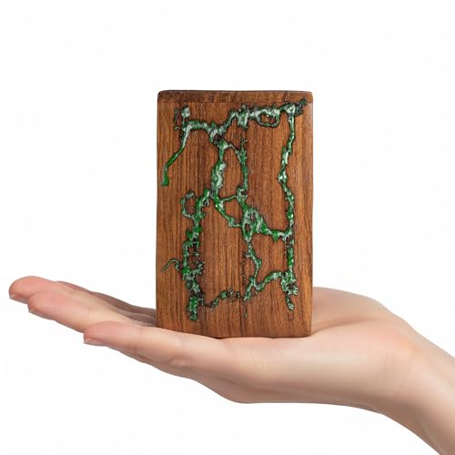 Wooden Urns for Human Ashes Adult Male, Female - Wood Urn for Women, Resin Decorative Urns - Memorial, Burial Wooden Cremation Urns for Human Ashes Upto 20 lbs, Green - 1pc - size: X-Small